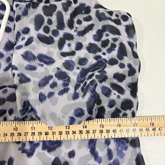 Adrianna Papell Purple Animal Print Midi Halter Tie Dress Womes 14 Wedding Party - Picture 15 of 16